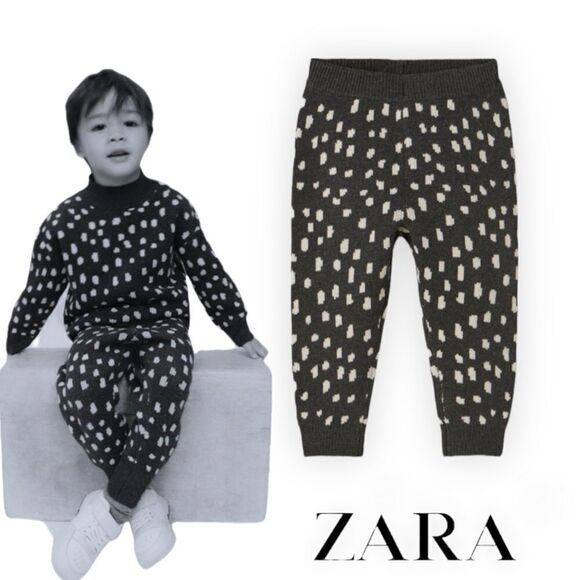 ZARA Kids | Dark Gray | SPOTTED KNIT PANTS - Picture 1 of 6